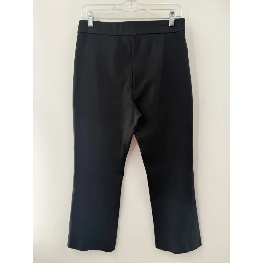 J.Crew Women’s Black Pleated Cropped Flare Trouser Pants Italian Fabric Size 10